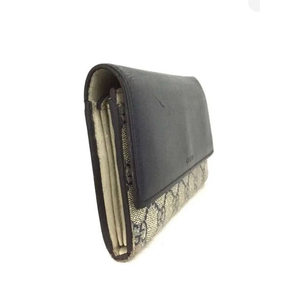 👛  AUTHENTIC GUCCI GG LOGO PVC LEATHER LONG BILFOLD WALLET - Picture 2 of 7